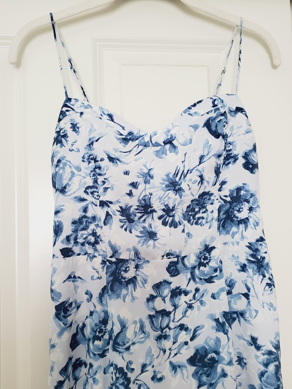 Abercrombie & Fitch Camille Blue Floral Midi Dress XS High Slit Cottagecore Boho - Picture 4 of 16